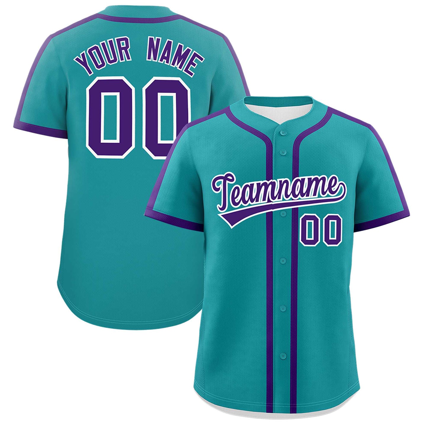 Custom Teal Purple Personalized Classic Authentic Baseball Jersey