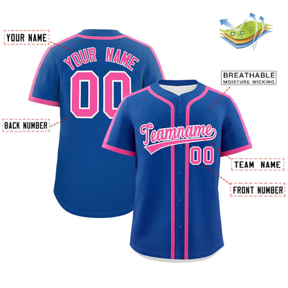 Custom Royal Pink Personalized Classic Authentic Baseball Jersey