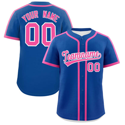 Custom Royal Pink Personalized Classic Authentic Baseball Jersey