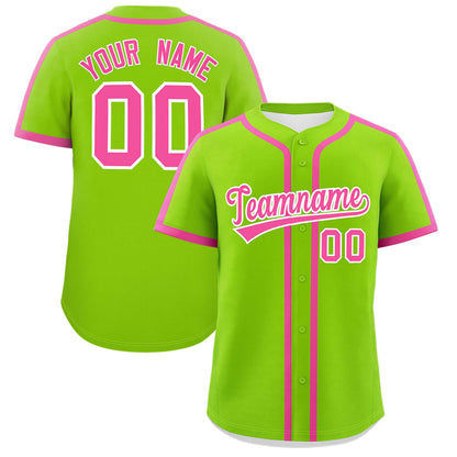 Custom Neon Green Pink Personalized Classic Authentic Baseball Jersey