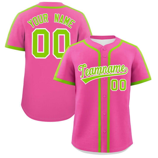 Custom Pink Neon Green Personalized Classic Authentic Baseball Jersey