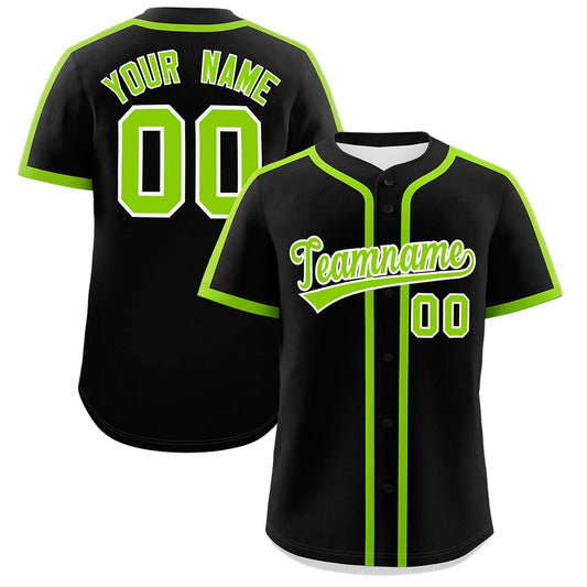 Custom Black Neon Green Personalized Classic Authentic Baseball Jersey