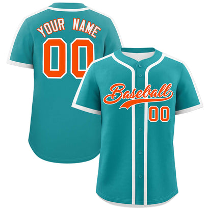 Custom Aqua White Personalized Classic Authentic Baseball Jersey