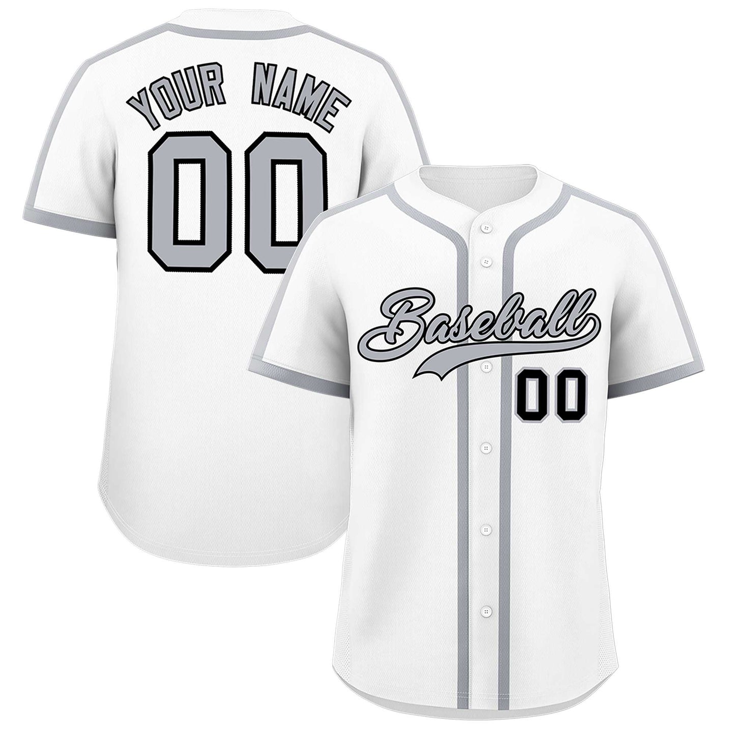 Custom White Gray Personalized Classic Authentic Baseball Jersey