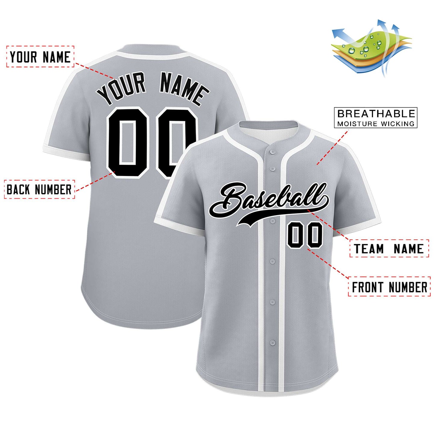 Custom Gray White Personalized Classic Authentic Baseball Jersey