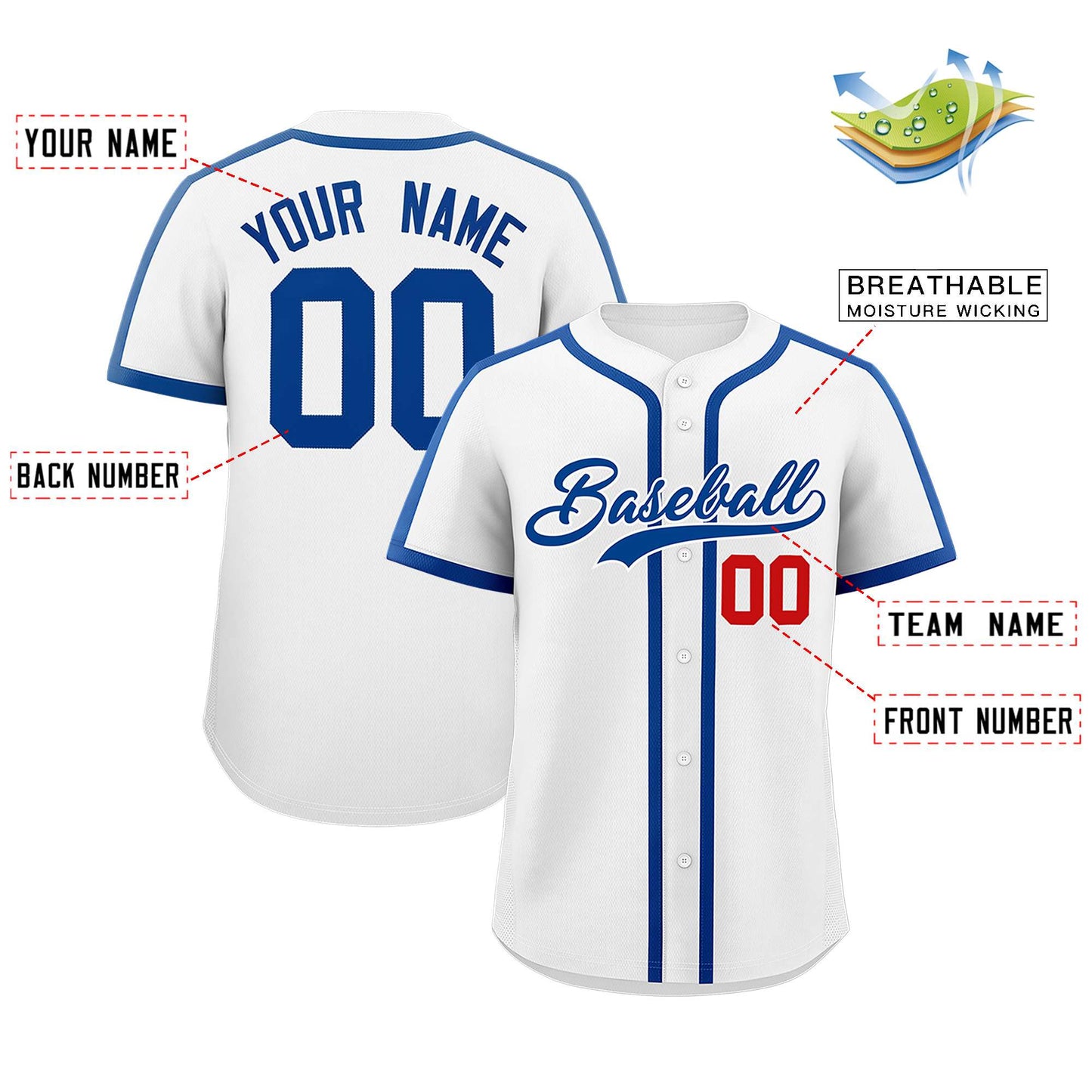 Custom White Royal Personalized Classic Authentic Baseball Jersey