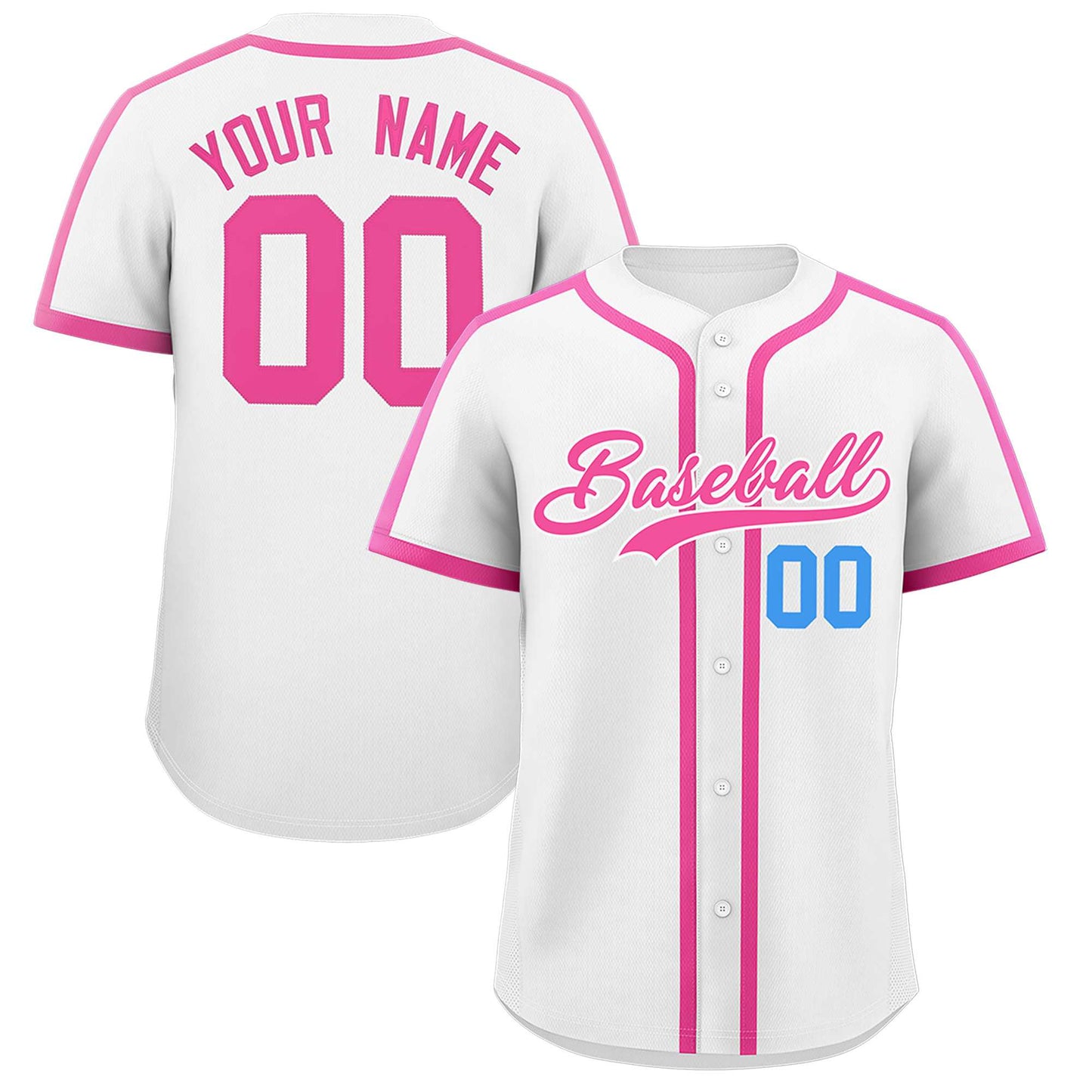 Custom White Pink Personalized Classic Authentic Baseball Jersey