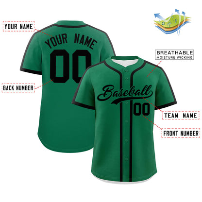 Custom Kelly Green Black Personalized Classic Authentic Baseball Jersey