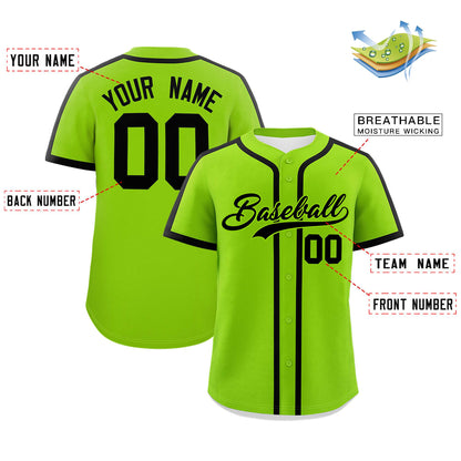 Custom Neon Green Black Personalized Classic Authentic Baseball Jersey