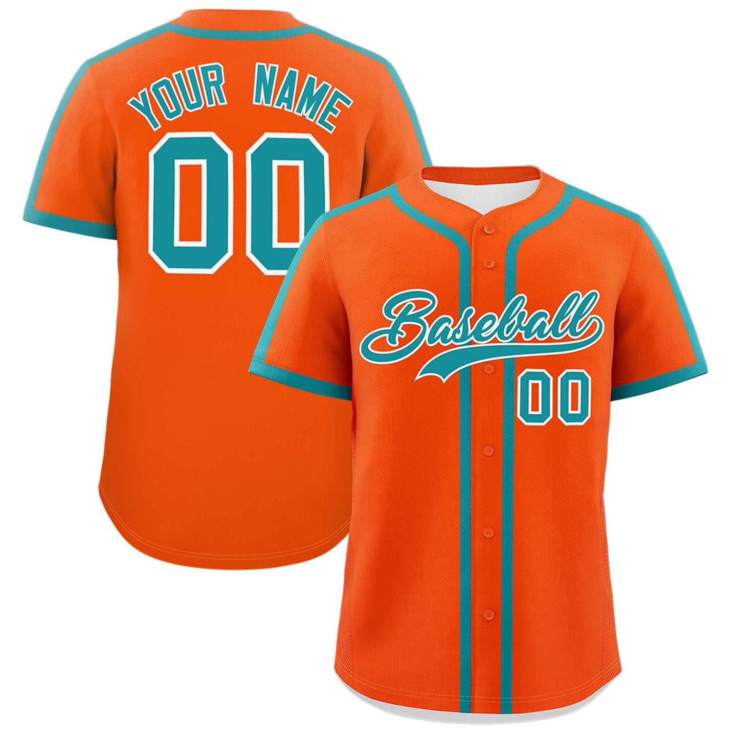 Custom Orange Aqua Personalized Classic Authentic Baseball Jersey