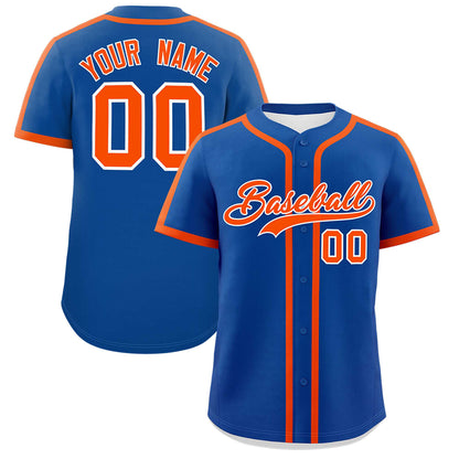 Custom Royal Orange Personalized Classic Authentic Baseball Jersey