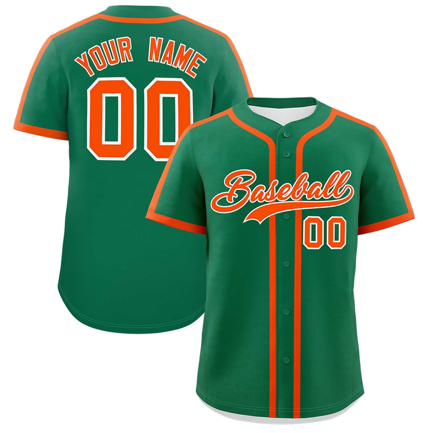 Custom Kelly Green Orange Personalized Classic Authentic Baseball Jersey