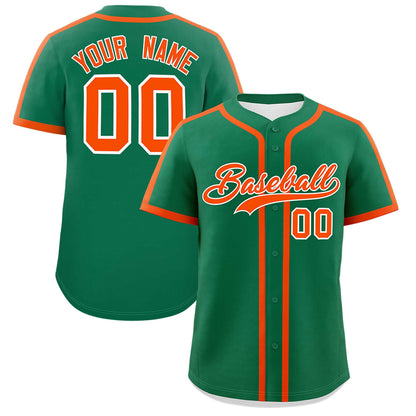 Custom Kelly Green Orange Personalized Classic Authentic Baseball Jersey