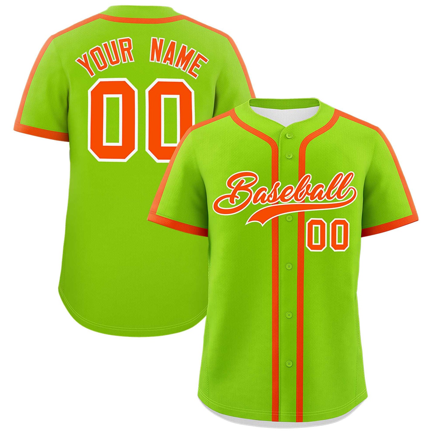 Custom Neon Green Orange Personalized Classic Authentic Baseball Jersey