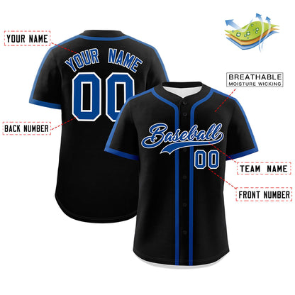 Custom Black Royal Personalized Classic Authentic Baseball Jersey