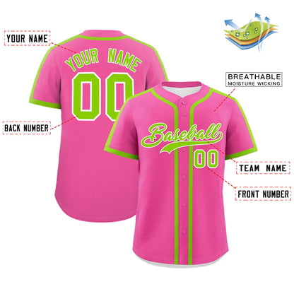 Custom Pink Neon Green Personalized Classic Authentic Baseball Jersey