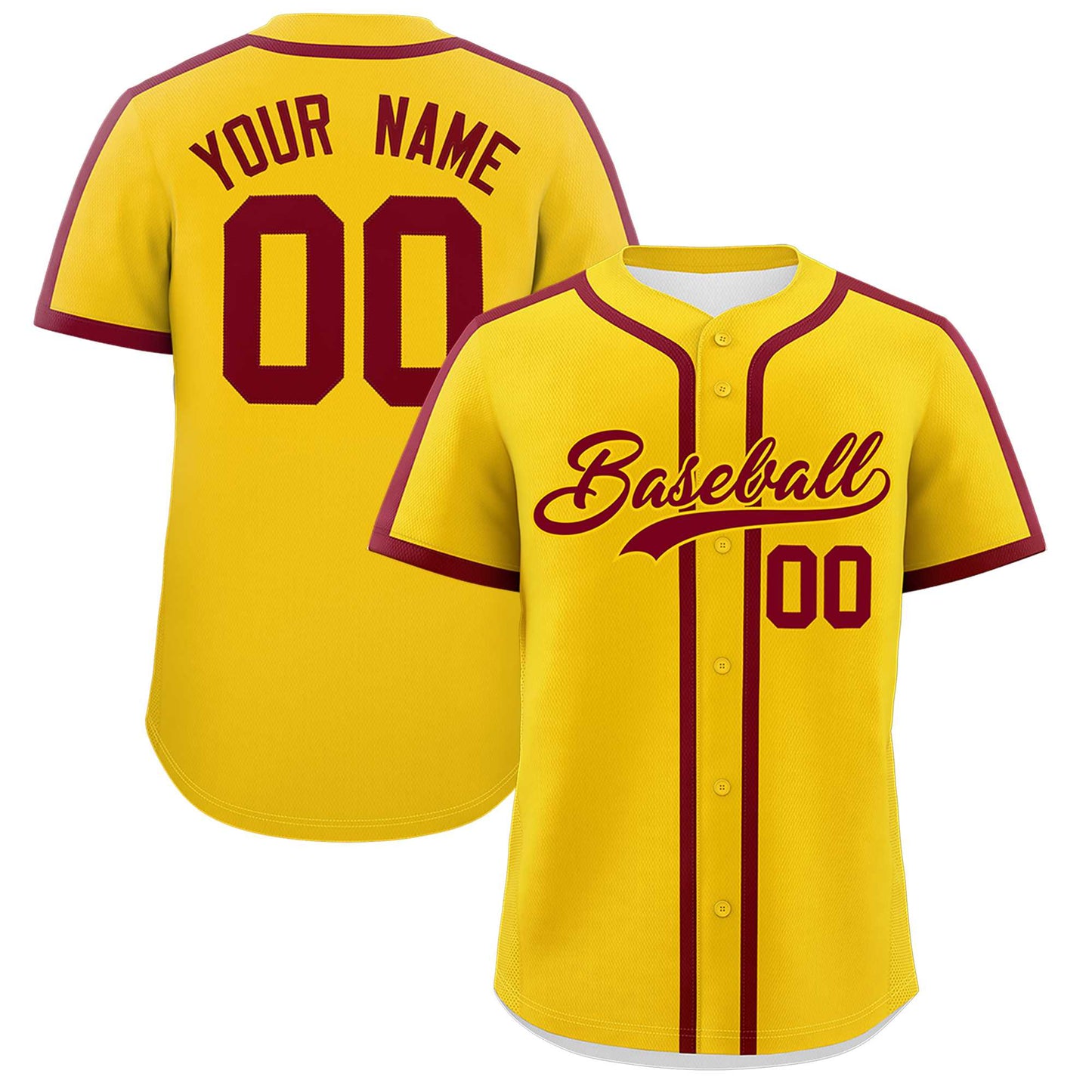 Custom Gold Crimson Personalized Classic Authentic Baseball Jersey