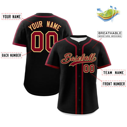 Custom Black Crimson Personalized Classic Authentic Baseball Jersey