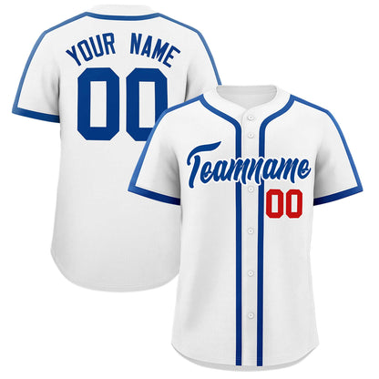 Custom White Royal Personalized Classic Authentic Baseball Jersey