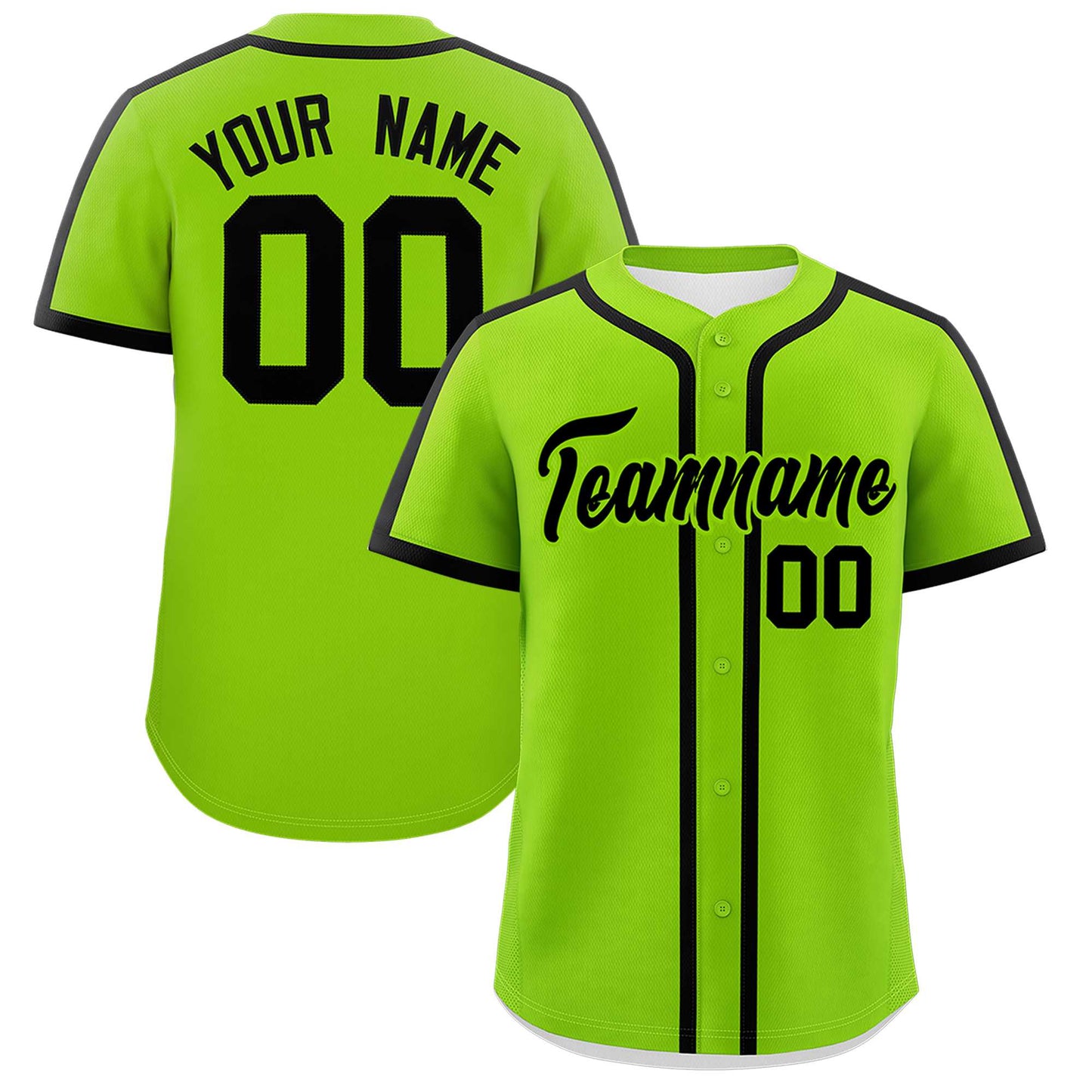 Custom Neon Green Black Personalized Classic Authentic Baseball Jersey