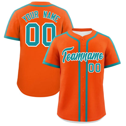 Custom Orange Aqua Personalized Classic Authentic Baseball Jersey