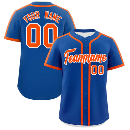 Custom Royal Orange Personalized Classic Authentic Baseball Jersey