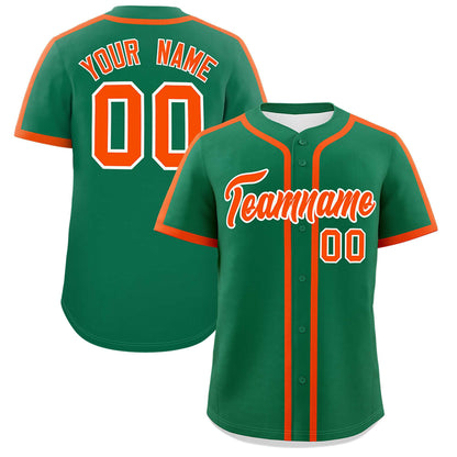 Custom Kelly Green Orange Personalized Classic Authentic Baseball Jersey