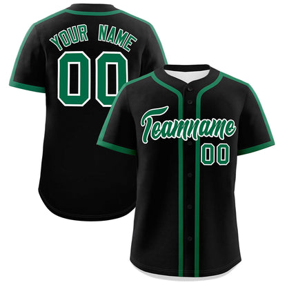 Custom Black Kelly Green Personalized Classic Authentic Baseball Jersey