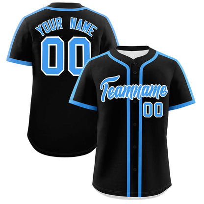 Custom Black Powder Blue Personalized Classic Authentic Baseball Jersey