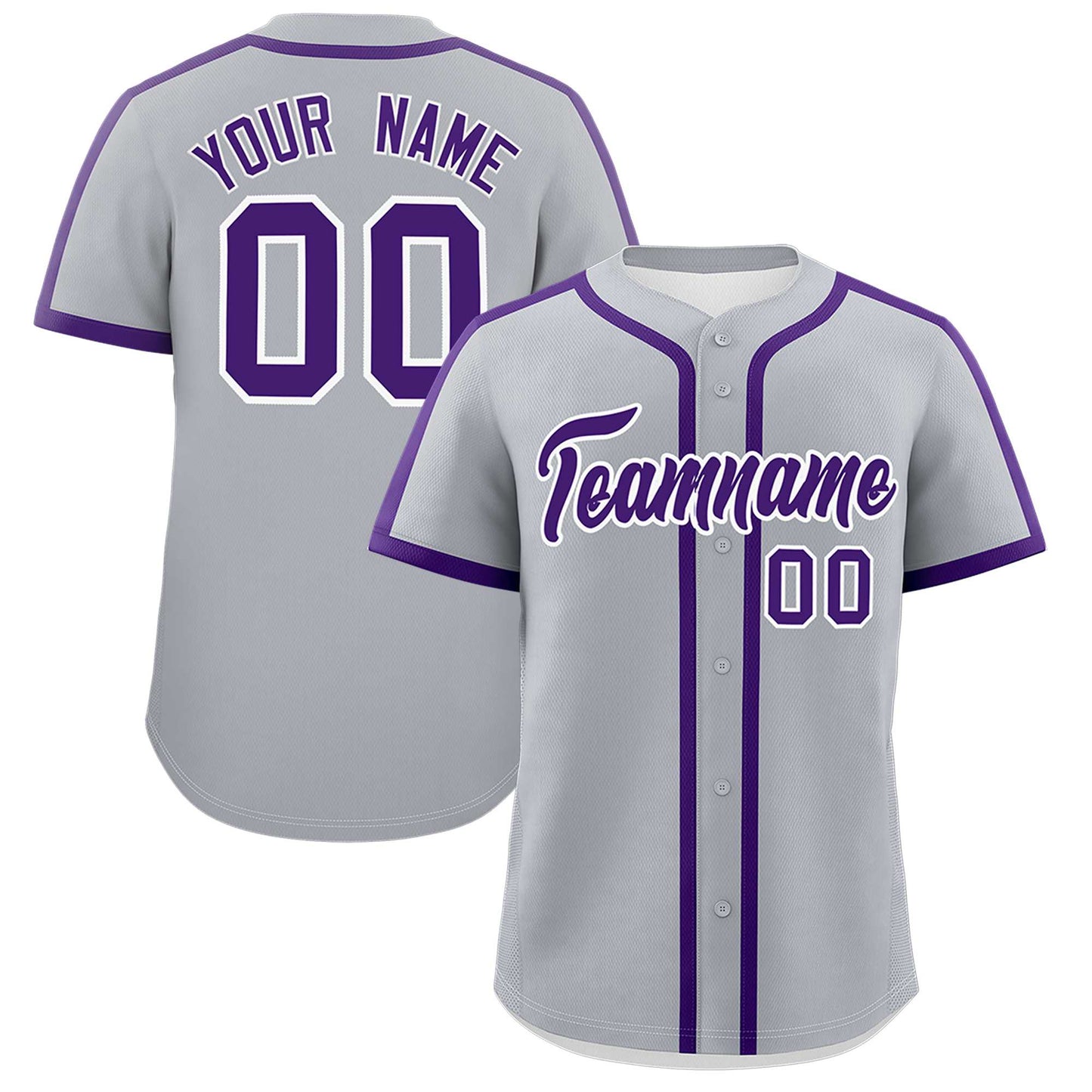 Custom Gray Purple Personalized Classic Authentic Baseball Jersey