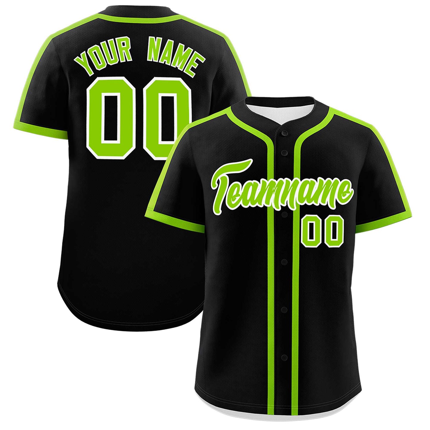 Custom Black Neon Green Personalized Classic Authentic Baseball Jersey