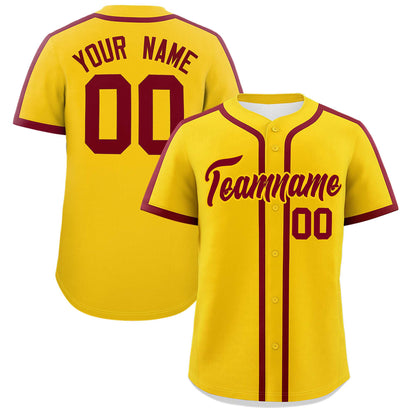 Custom Gold Crimson Personalized Classic Authentic Baseball Jersey