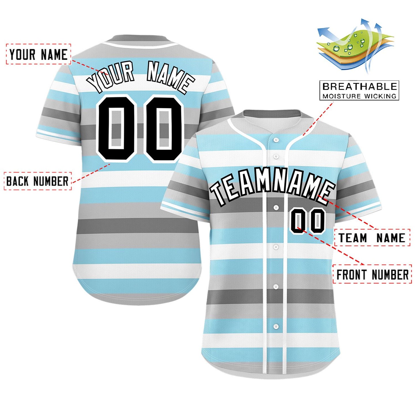 Custom Gray Powder Blue-White Demiboy For Pride Month Color Block Authentic Baseball Jersey