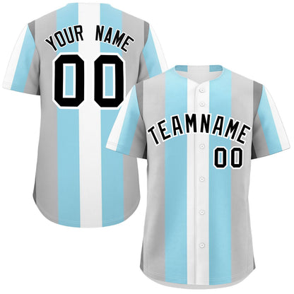 Custom Gray Powder Blue-White Demiboy For Pride Month Color Block Authentic Baseball Jersey