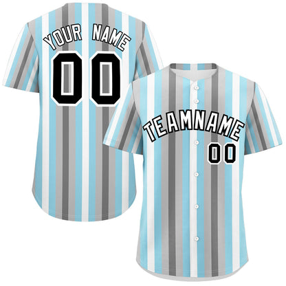 Custom Gray Powder Blue-White Demiboy For Pride Month Color Block Authentic Baseball Jersey