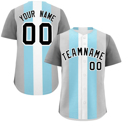 Custom Gray Powder Blue-White Demiboy For Pride Month Color Block Authentic Baseball Jersey