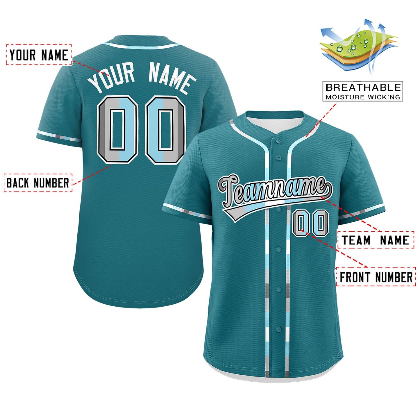 Custom Aqua Demiboy For Pride Month Classic Style Authentic Baseball Jersey