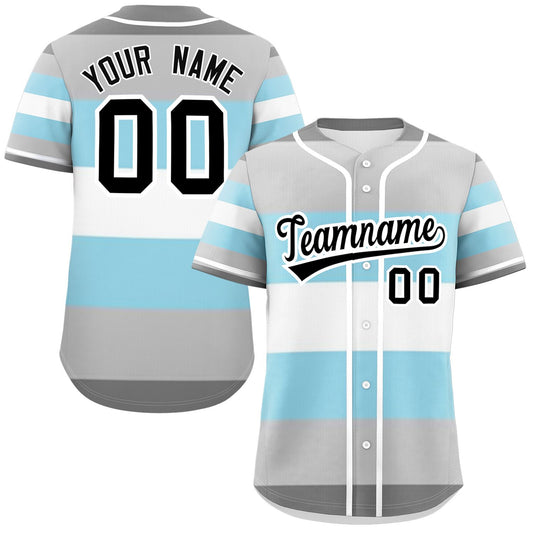 Custom Gray Powder Blue-White Demiboy For Pride Month Color Block Authentic Baseball Jersey