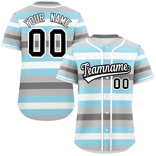 Custom Gray Powder Blue-White Demiboy For Pride Month Color Block Authentic Baseball Jersey