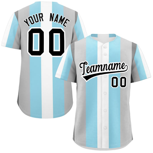 Custom Gray Powder Blue-White Demiboy For Pride Month Color Block Authentic Baseball Jersey