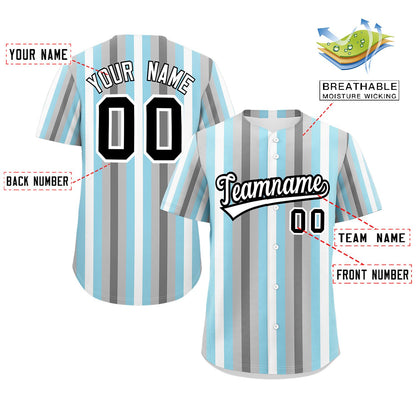 Custom Gray Powder Blue-White Demiboy For Pride Month Color Block Authentic Baseball Jersey