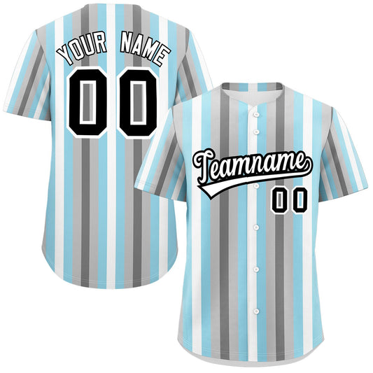 Custom Gray Powder Blue-White Demiboy For Pride Month Color Block Authentic Baseball Jersey