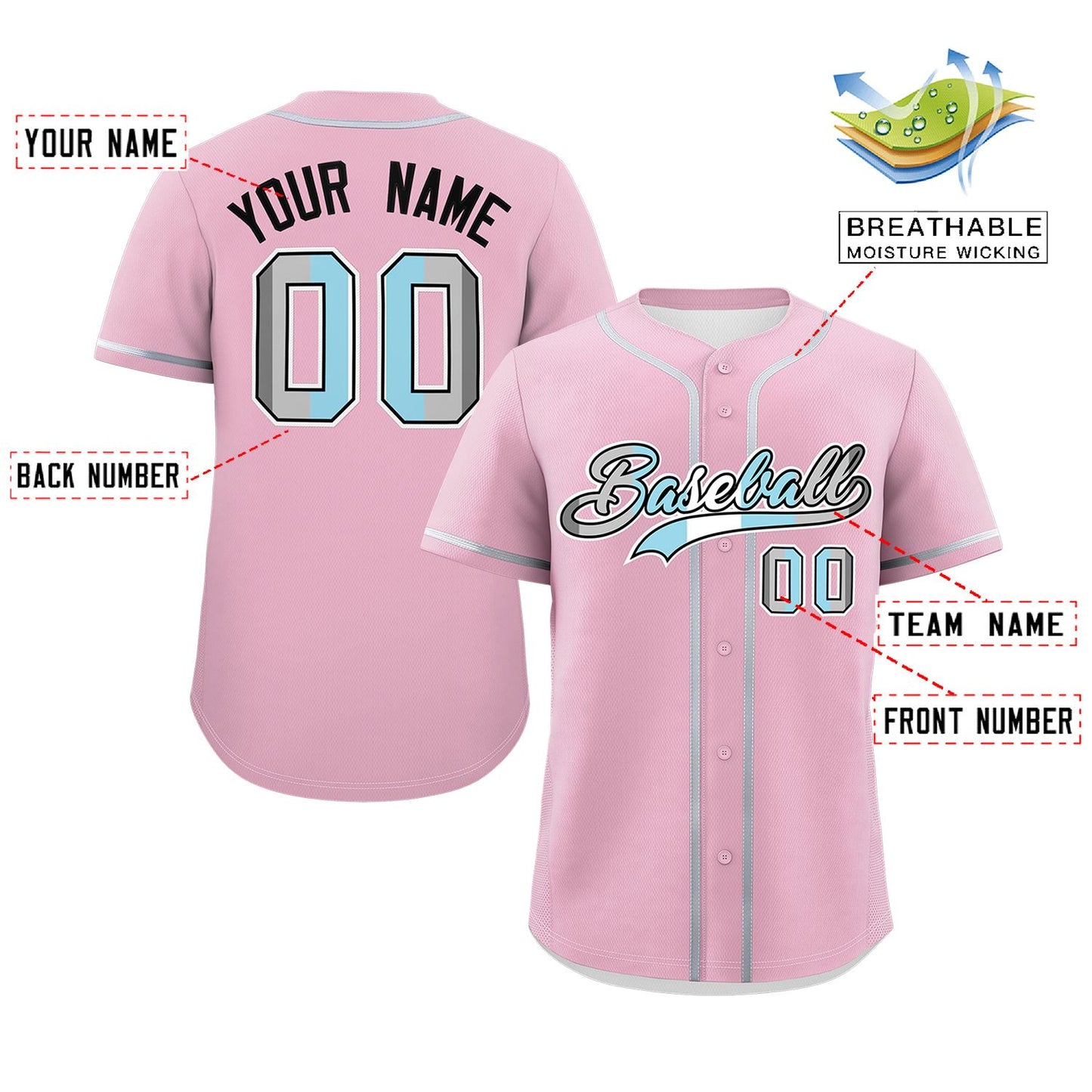 Custom Light Pink Demiboy For Pride Month Classic Style Authentic Baseball Jersey