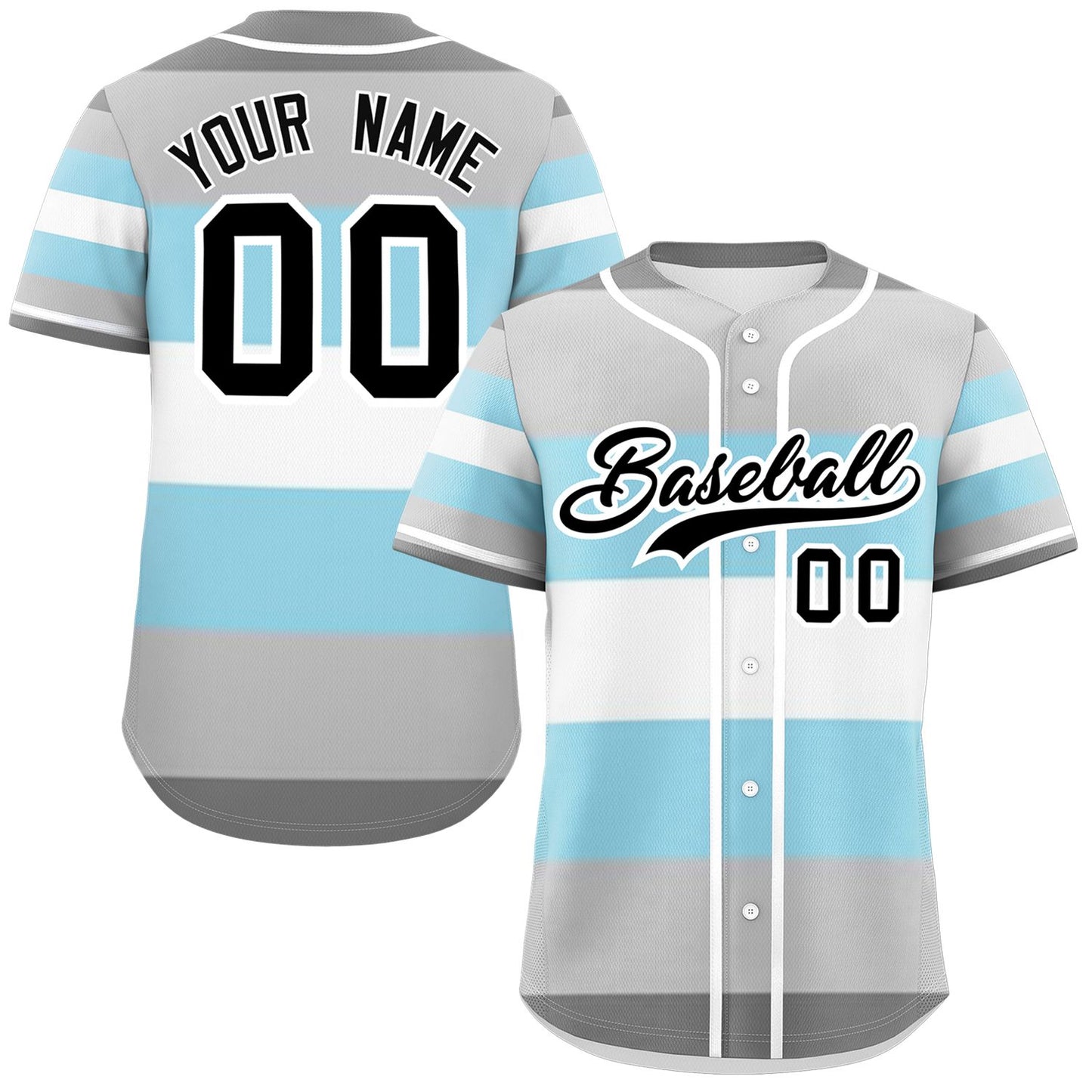 Custom Gray Powder Blue-White Demiboy For Pride Month Color Block Authentic Baseball Jersey