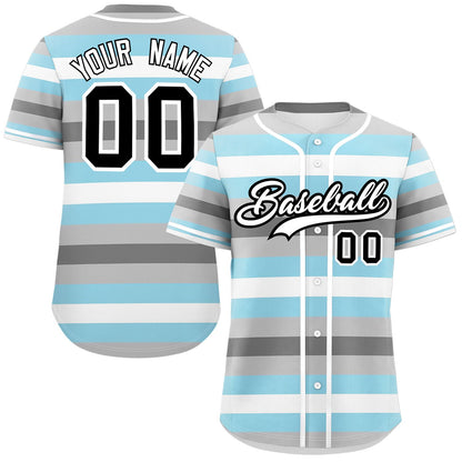 Custom Gray Powder Blue-White Demiboy For Pride Month Color Block Authentic Baseball Jersey