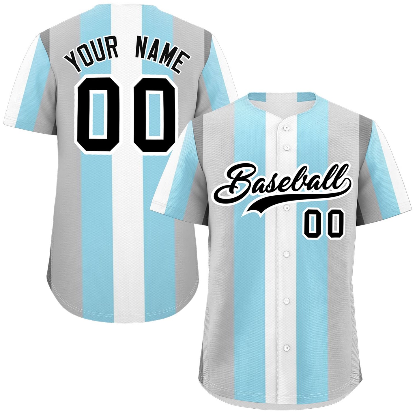 Custom Gray Powder Blue-White Demiboy For Pride Month Color Block Authentic Baseball Jersey