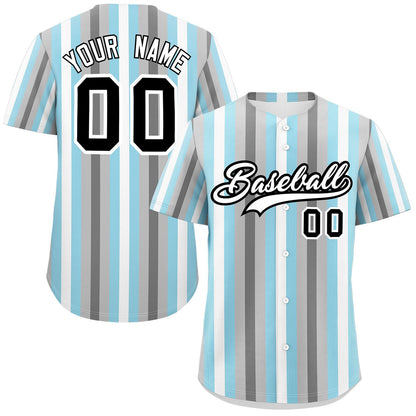 Custom Gray Powder Blue-White Demiboy For Pride Month Color Block Authentic Baseball Jersey