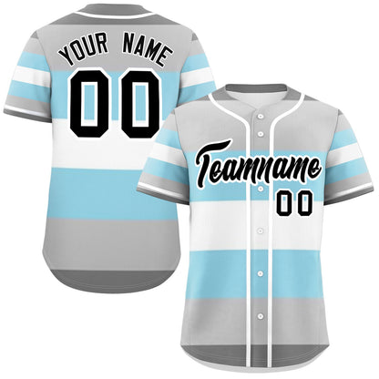 Custom Gray Powder Blue-White Demiboy For Pride Month Color Block Authentic Baseball Jersey