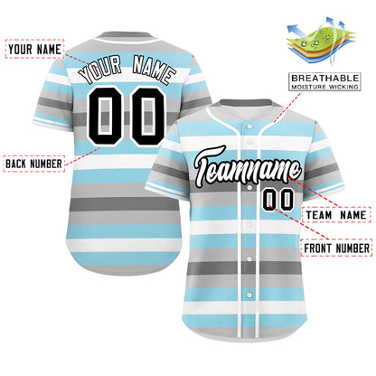 Custom Gray Powder Blue-White Demiboy For Pride Month Color Block Authentic Baseball Jersey