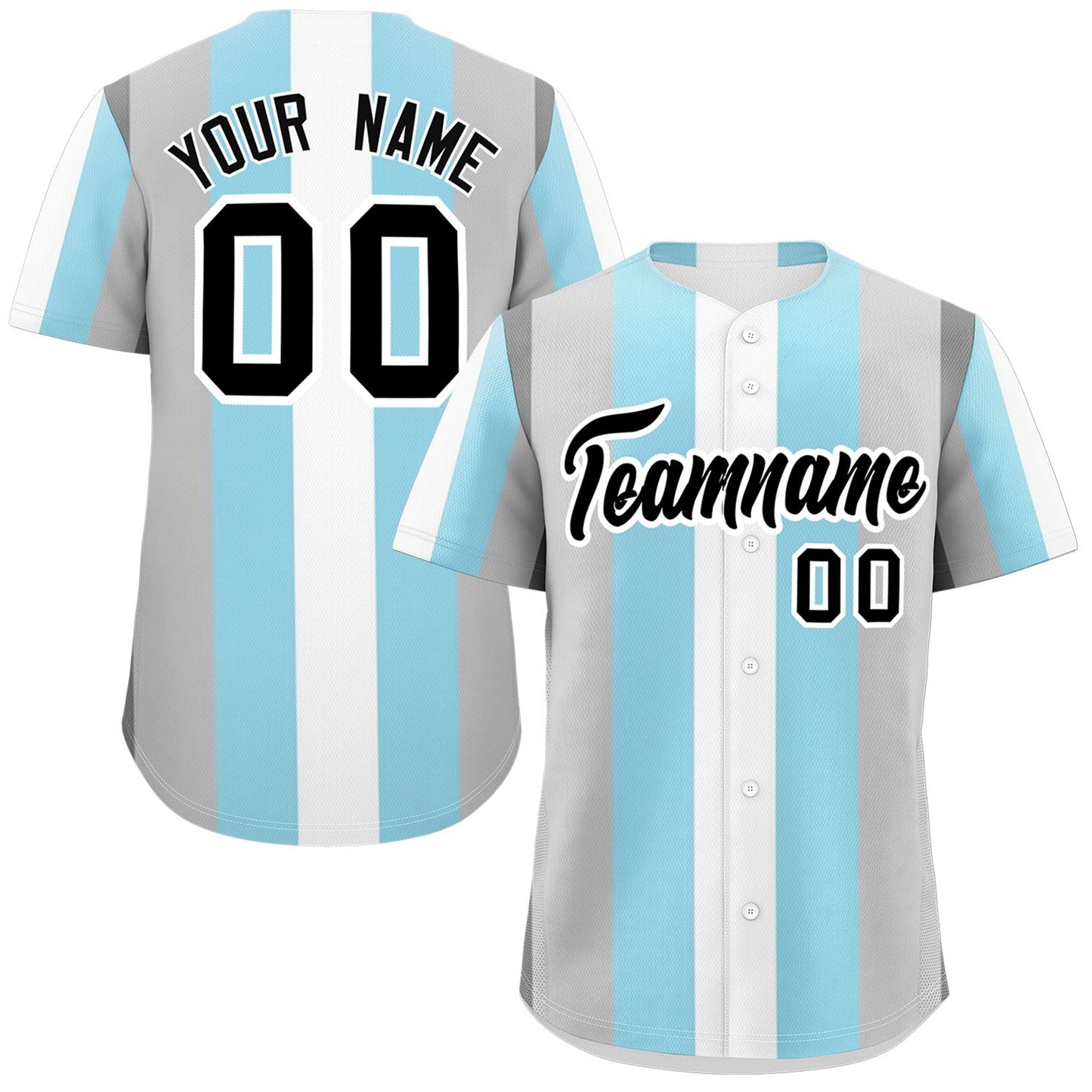 Custom Gray Powder Blue-White Demiboy For Pride Month Color Block Authentic Baseball Jersey